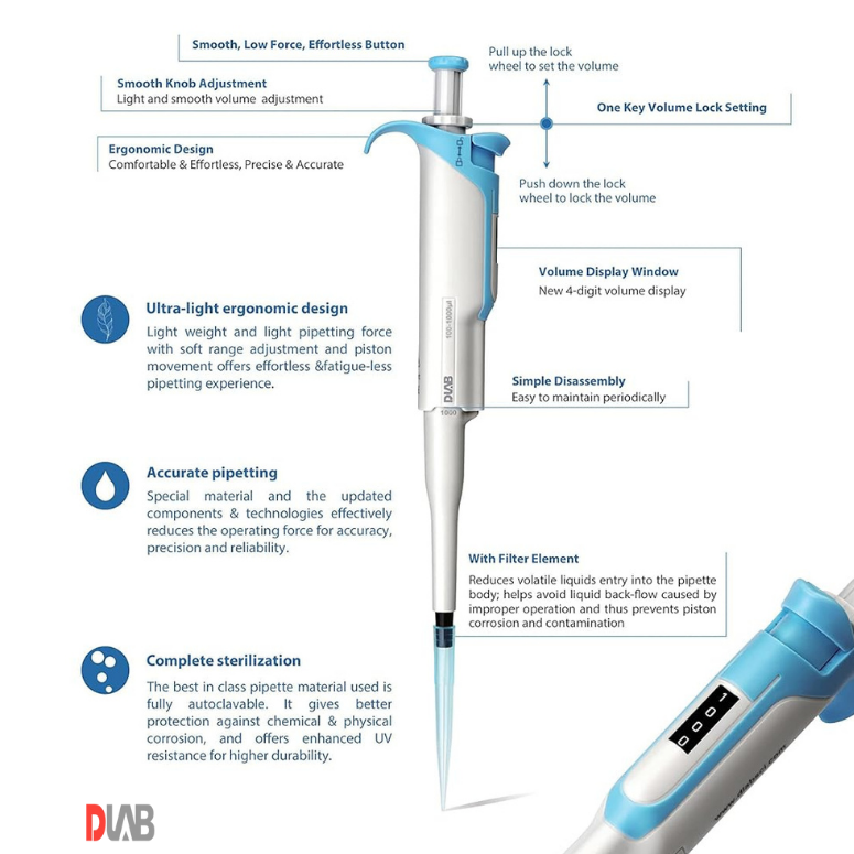 DLab  Ayarlanabilir Otomatik Pipet ( 2000-10000 µl ) - Otoklavlanabilir 7030511033