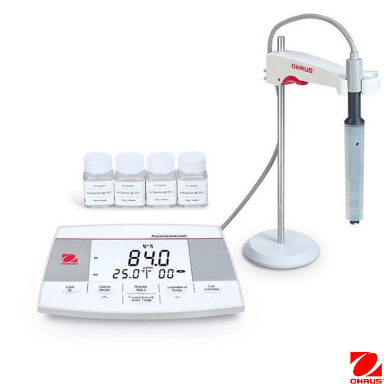 OHAUS AQUASEARCHER AB23EC-F Masa Tipi İletkenlik Ölçer ( Stcon3 İletkenlik Probu - İletkenlik Solüsyon Seti (1413us/cm, 4×50ml)