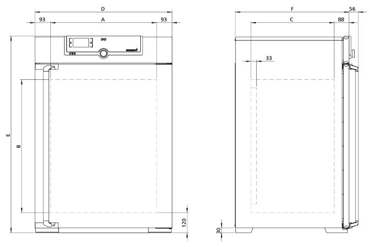 Memmert Fansız İnkübatör 256 Litre +20°C ... +80°C - IN260