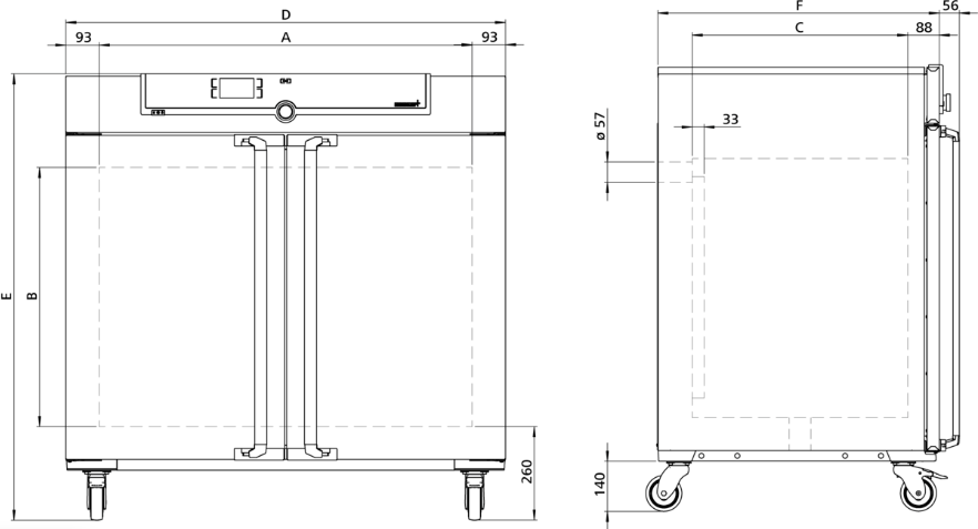 Memmert  Fansız Etüv 449 Litre ( Kuru Hava Sterilizatörü ) +20°C ... +300°C - UN450