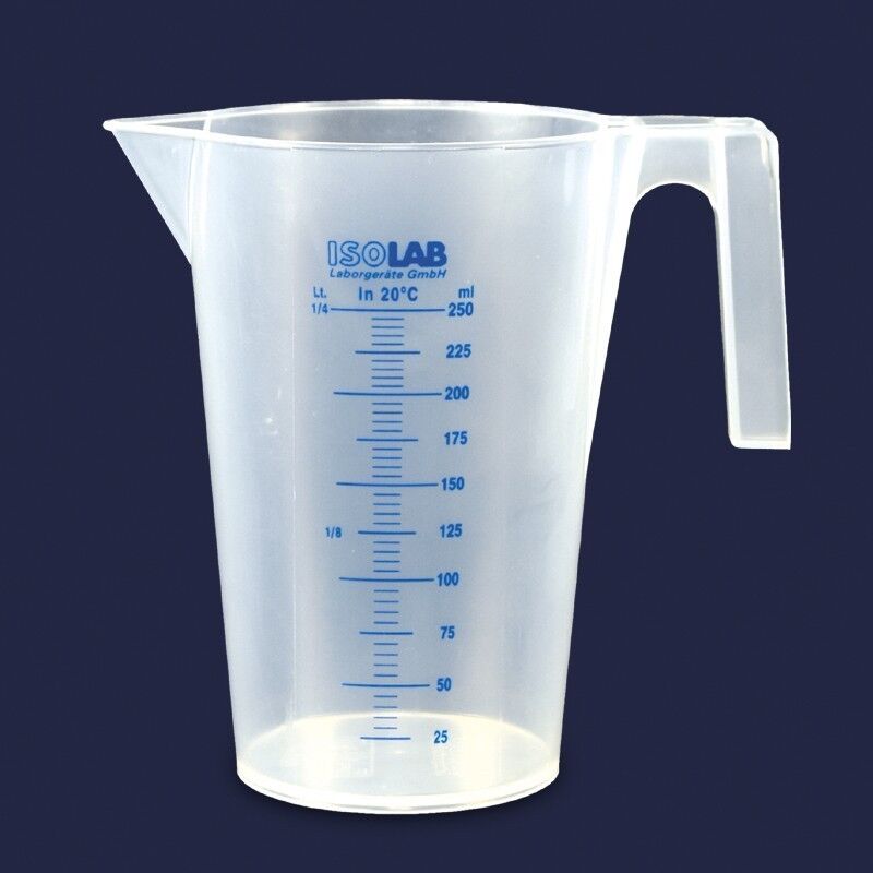 ISOLAB Beher - Kulplu - P.P - Kısa Form - Mavi Skala - 3000 ml