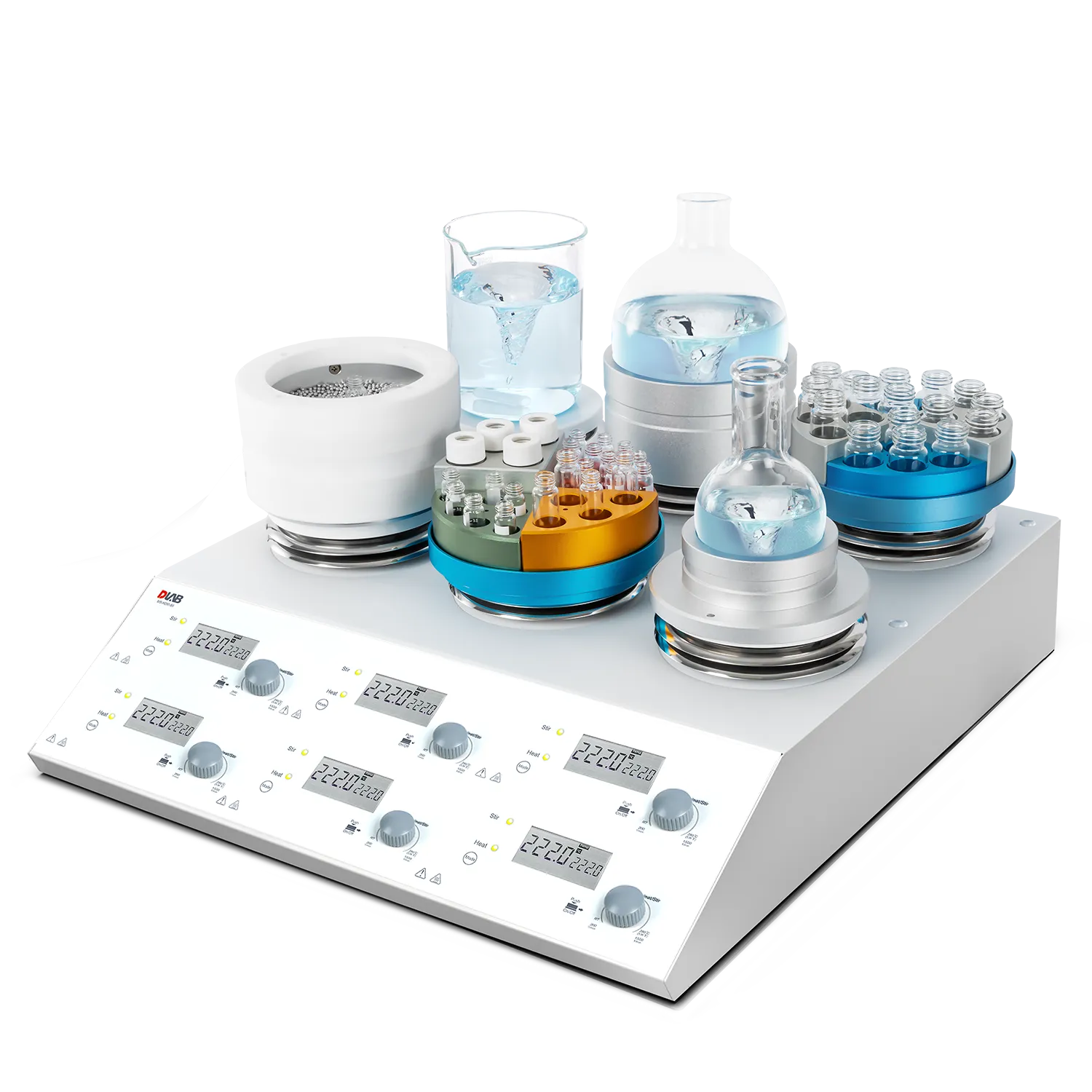 DLab MS-H280-S6 6 Bölmeli Dijital Isıtıcılı Manyetik Karıştırıcı 6 x 3 Litre